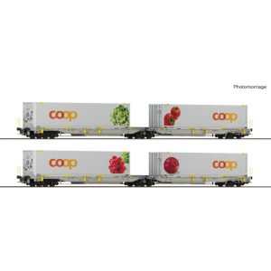 [HO] : Coffret [1/2] de 2 wagons-poches articulés à 6 essieux, type Sdggmrs/T2000, EINSTELLER, Ep. VI – ROCO 6600322