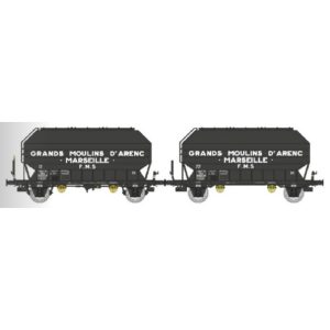 [HO] : Coffret de 2 wagons céréaliers FRANGECO « GRANDS MOULINS D&rsquo;ARENC », SNCF, Ep. III – REE WB900